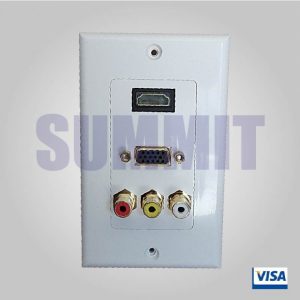 PLACA DE PARED 1 JACK HDMI + 1 JACK VGA+ 3 JACK RCA SUMMIT